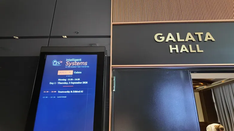 Programme screen at the entrance of Galata Hall