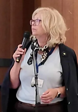 Speaker presenting a paper